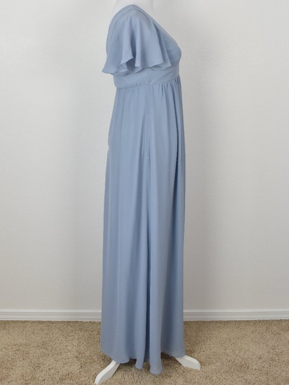 Birdy Grey HANNAH Dusty Blue Chiffon Flutter Sleeve Dress - XS - Picture 8 of 10